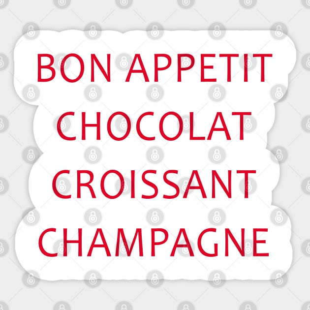 Bon Appetit Chocolat Croissant Champagne Sticker by hothippo